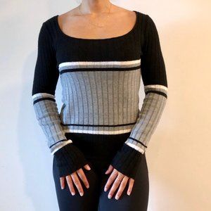 Black and Grey Striped Sweater
